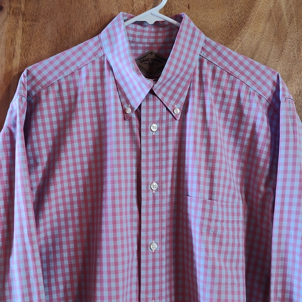 *Like New* Bills Khakis Mens Classic Fit Button-Down Shirt Salmon Blue Gingham L